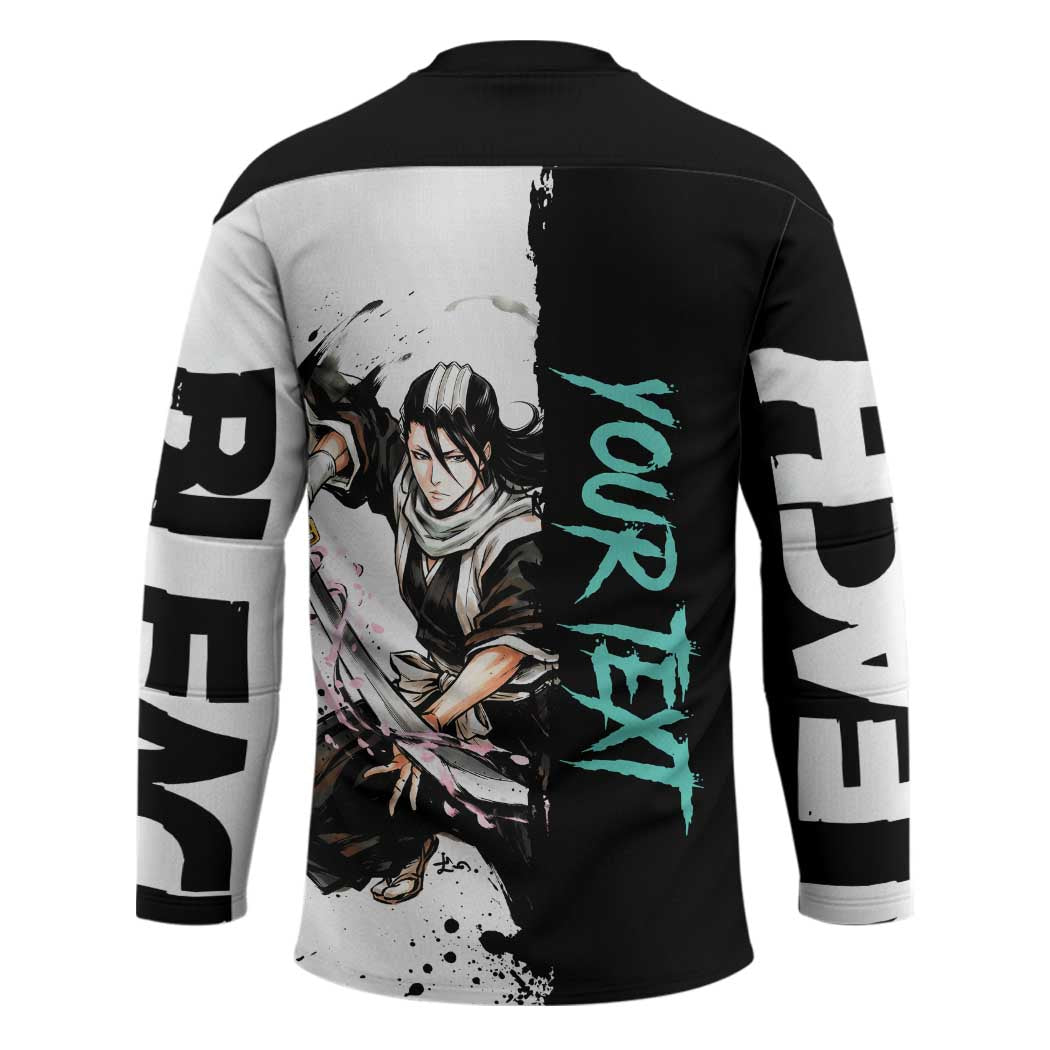 Personalized Byakuya Kuchiki Hockey Jersey Ink Splash Anime Brush Style
