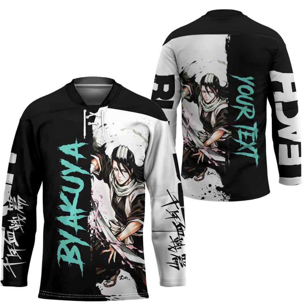 Personalized Byakuya Kuchiki Hockey Jersey Ink Splash Anime Brush Style