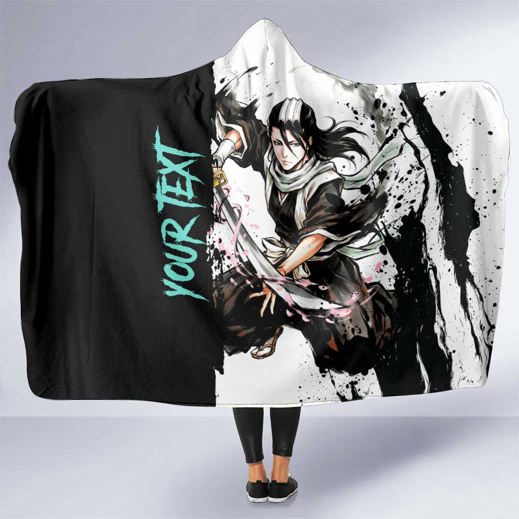Personalized Byakuya Kuchiki Hooded Blanket Ink Splash Anime Brush Style