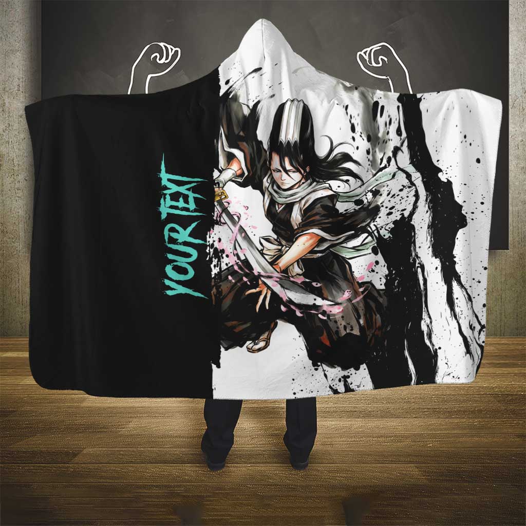 Personalized Byakuya Kuchiki Hooded Blanket Ink Splash Anime Brush Style
