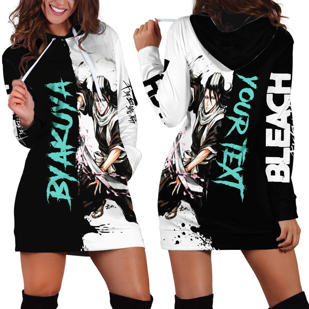 Personalized Byakuya Kuchiki Hoodie Dress Ink Splash Anime Brush Style