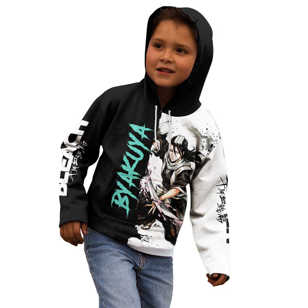 Personalized Byakuya Kuchiki Kid Hoodie Ink Splash Anime Brush Style