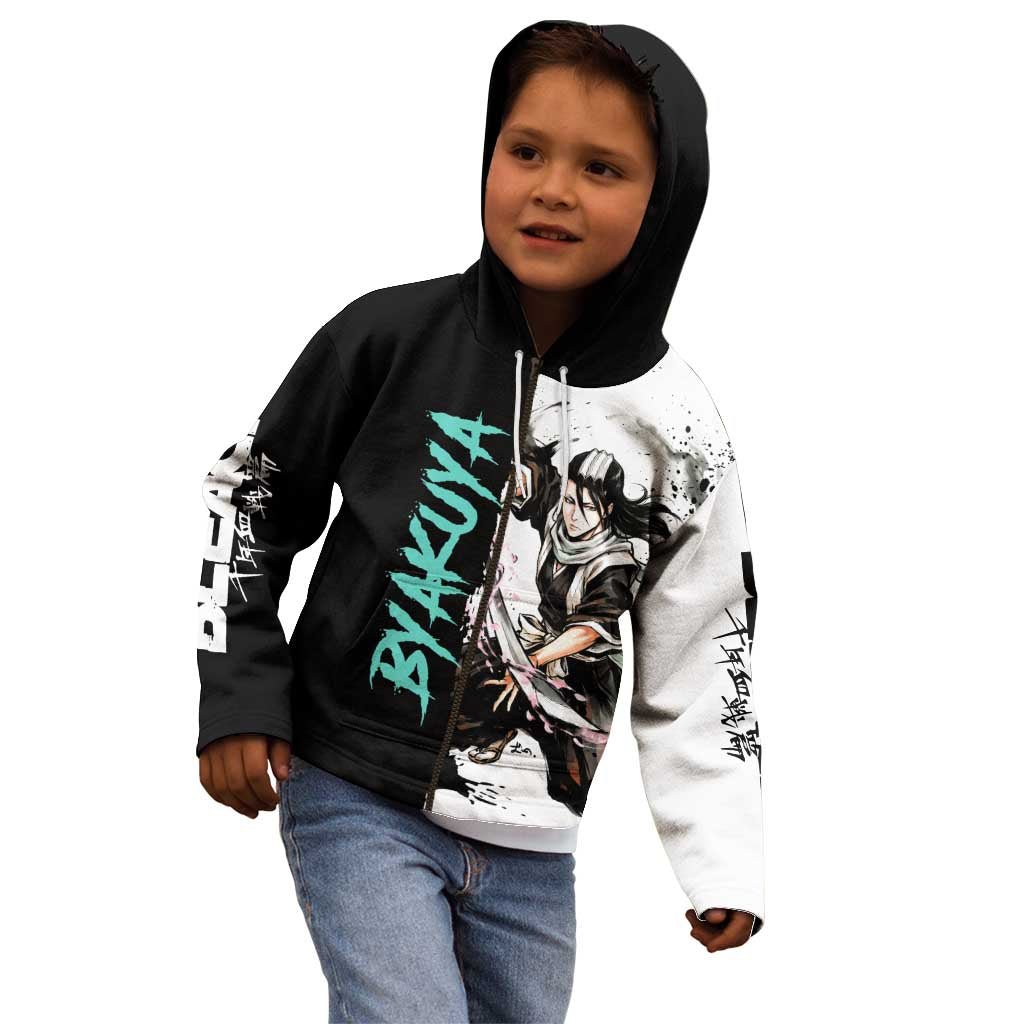 Personalized Byakuya Kuchiki Kid Hoodie Ink Splash Anime Brush Style
