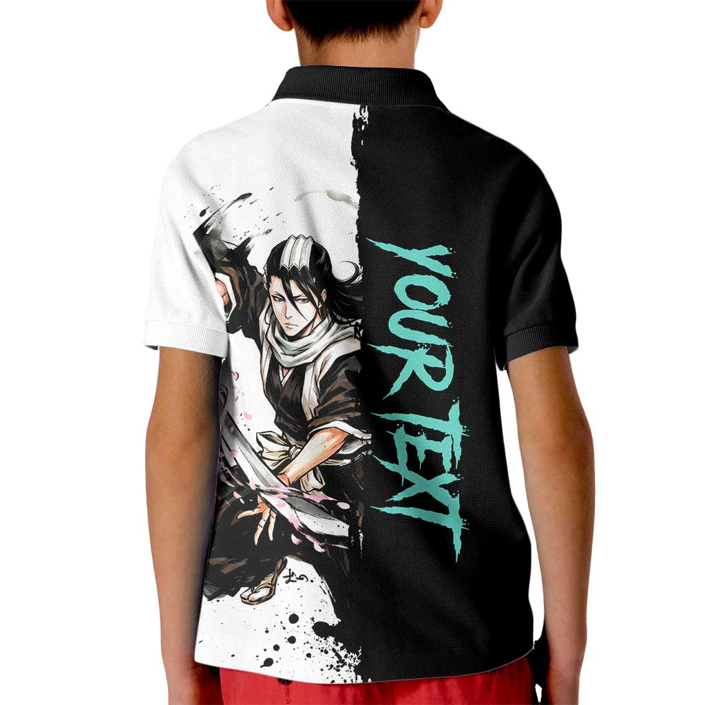 Personalized Byakuya Kuchiki Kid Polo Shirt Ink Splash Anime Brush Style