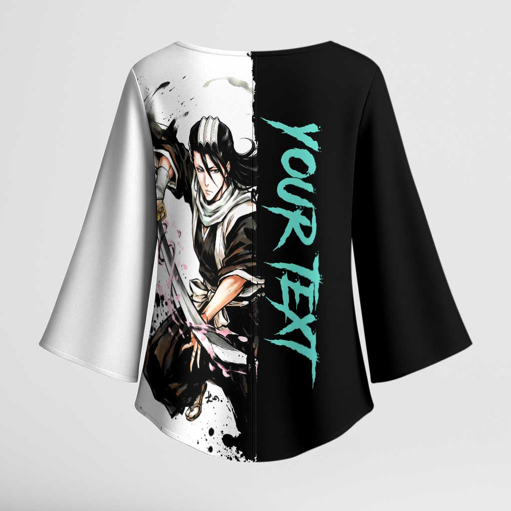 Personalized Byakuya Kuchiki Kimono Sleeve Blouse Ink Splash Anime Brush Style