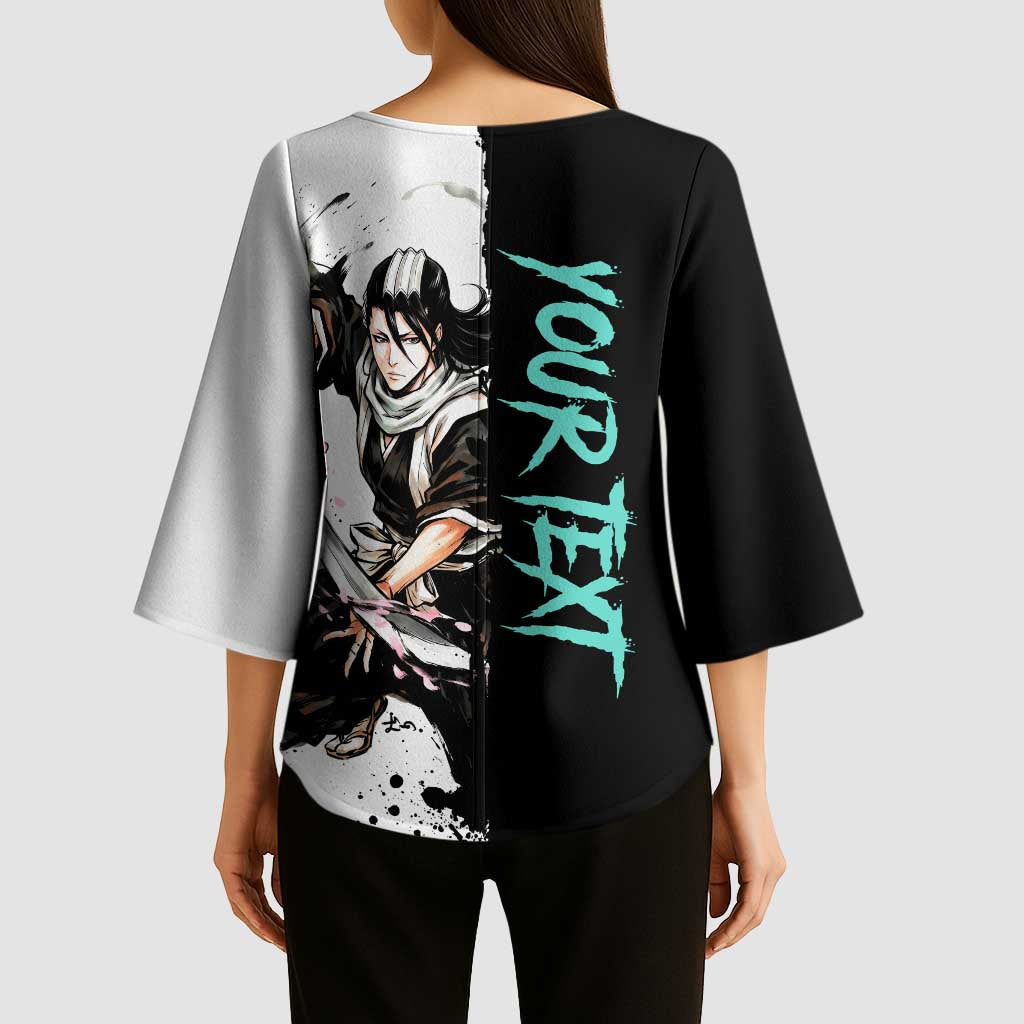 Personalized Byakuya Kuchiki Kimono Sleeve Blouse Ink Splash Anime Brush Style