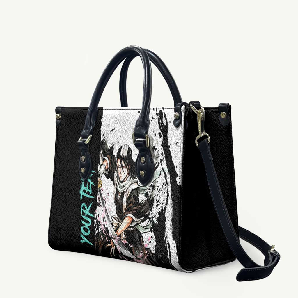 Personalized Byakuya Kuchiki Leather Bag Ink Splash Anime Brush Style