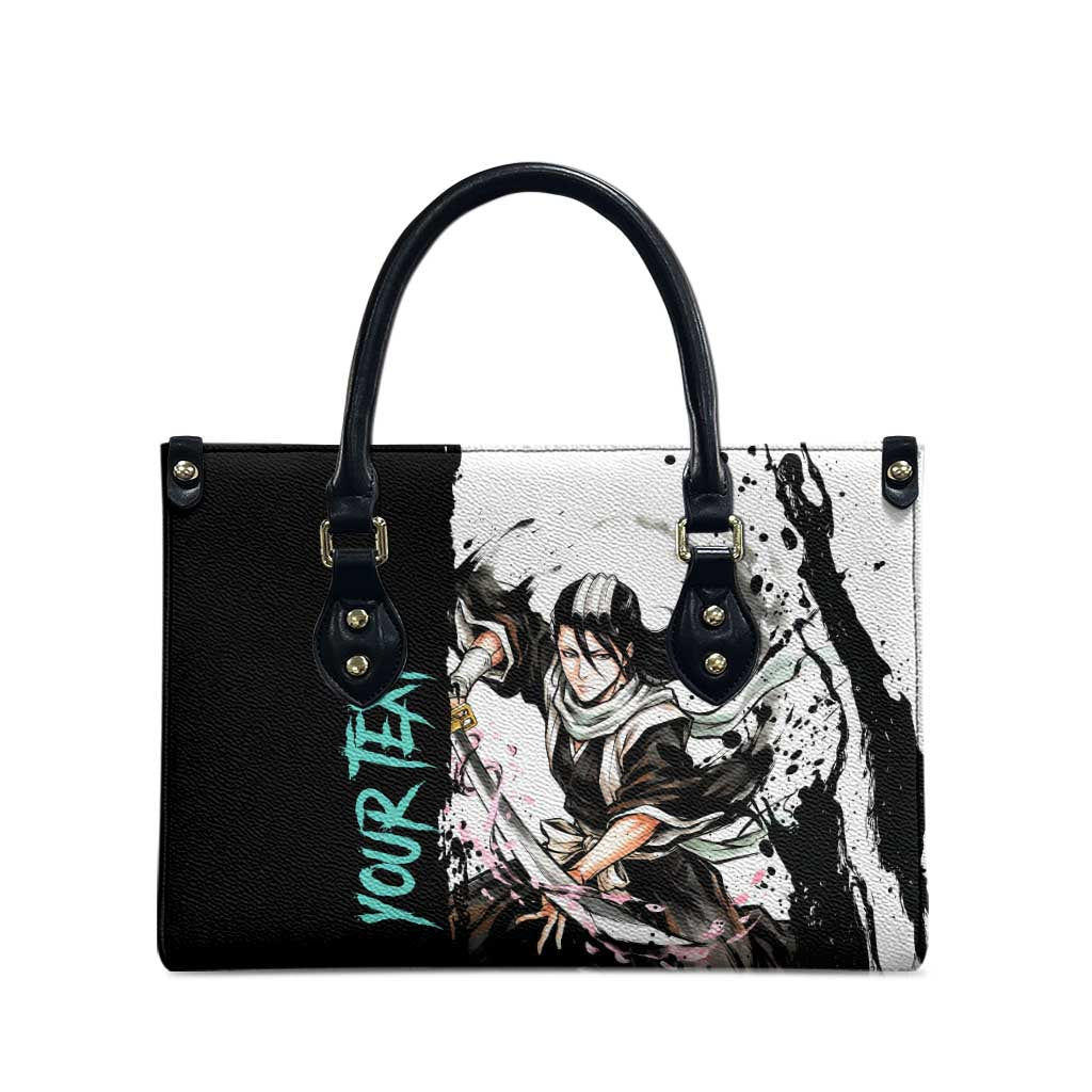 Personalized Byakuya Kuchiki Leather Bag Ink Splash Anime Brush Style