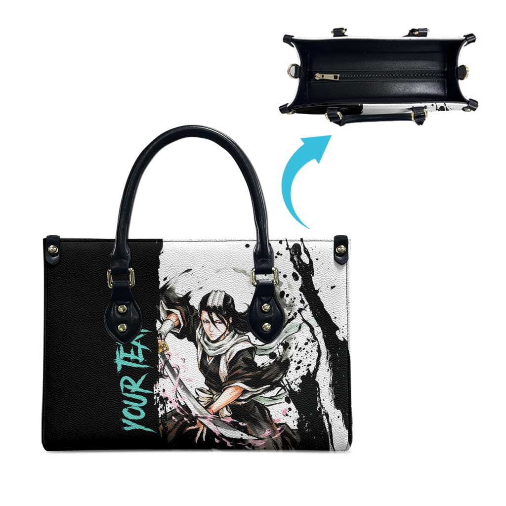 Personalized Byakuya Kuchiki Leather Bag Ink Splash Anime Brush Style