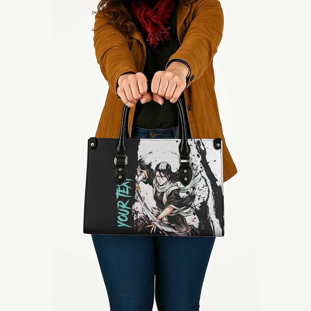 Personalized Byakuya Kuchiki Leather Bag Ink Splash Anime Brush Style