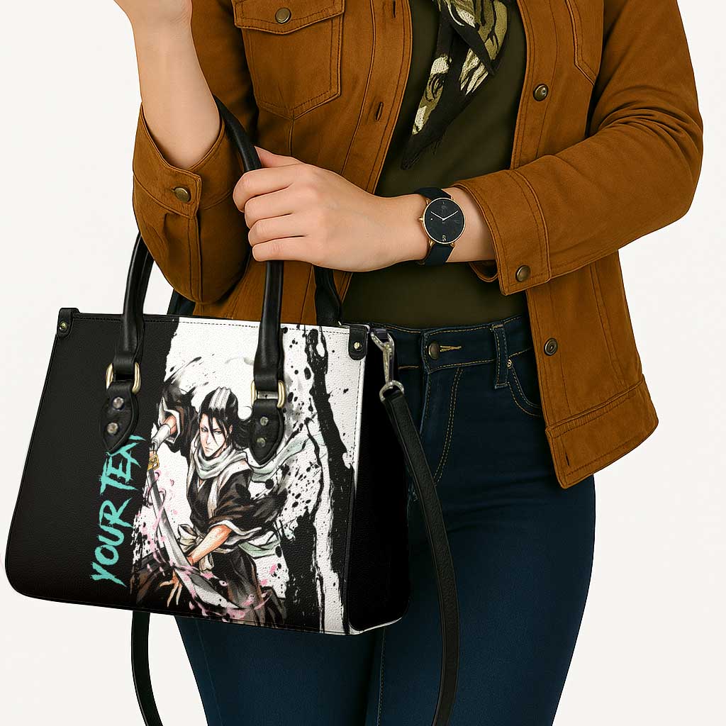 Personalized Byakuya Kuchiki Leather Bag Ink Splash Anime Brush Style