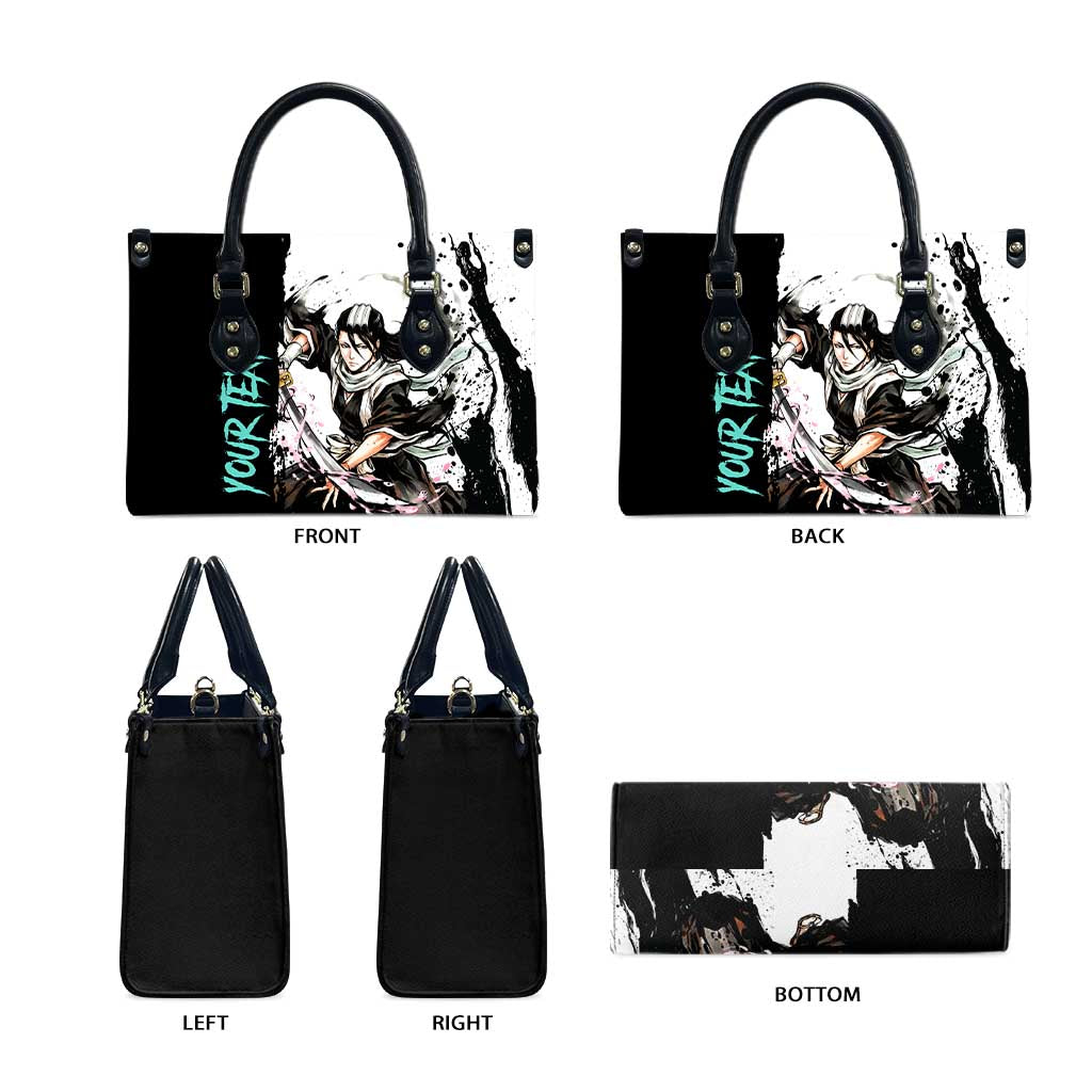 Personalized Byakuya Kuchiki Leather Bag Ink Splash Anime Brush Style