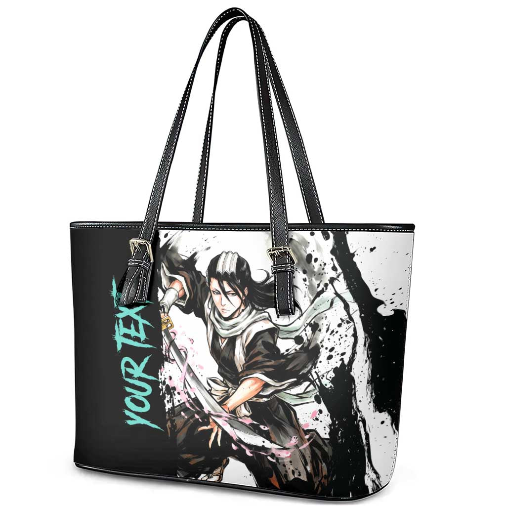 Personalized Byakuya Kuchiki Leather Tote Bag Ink Splash Anime Brush Style