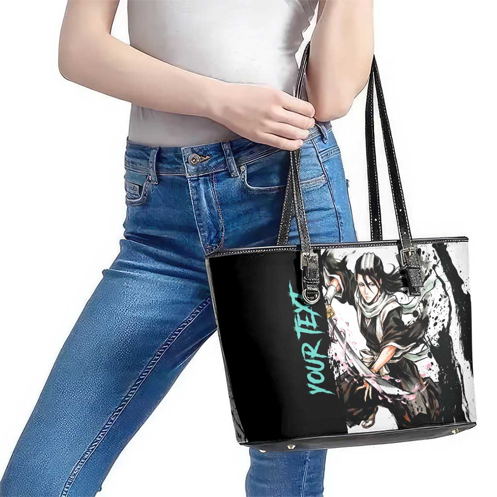Personalized Byakuya Kuchiki Leather Tote Bag Ink Splash Anime Brush Style