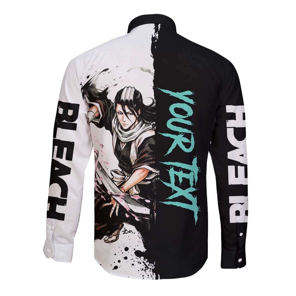 Personalized Byakuya Kuchiki Long Sleeve Button Shirt Ink Splash Anime Brush Style
