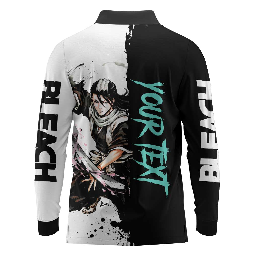 Personalized Byakuya Kuchiki Long Sleeve Polo Shirt Ink Splash Anime Brush Style