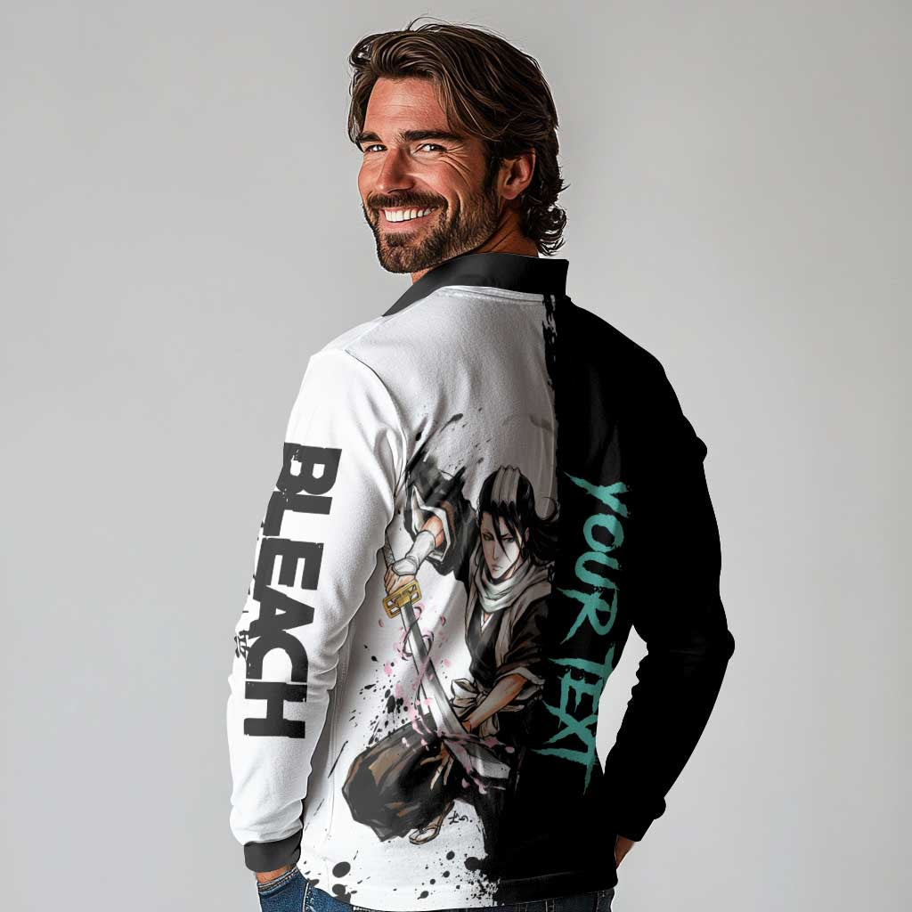 Personalized Byakuya Kuchiki Long Sleeve Polo Shirt Ink Splash Anime Brush Style