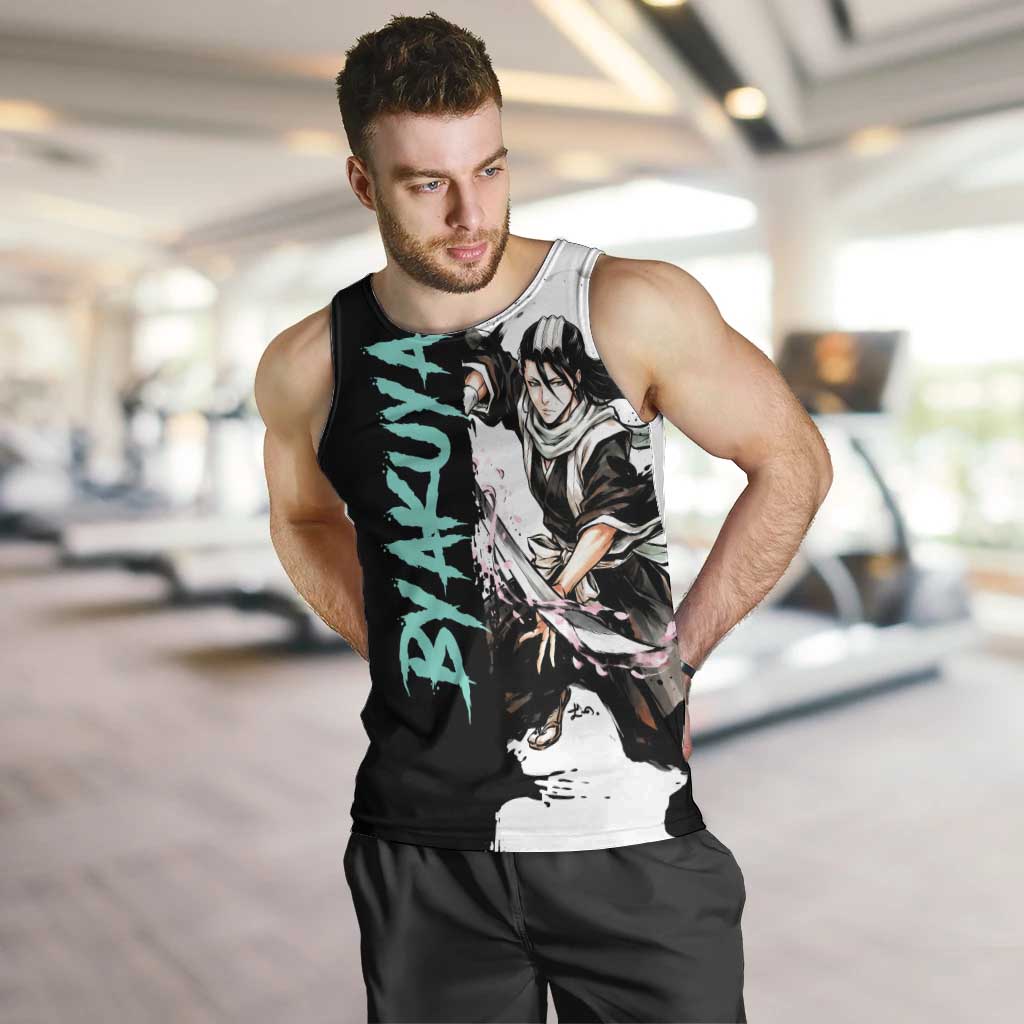 Personalized Byakuya Kuchiki Men Tank Top Ink Splash Anime Brush Style