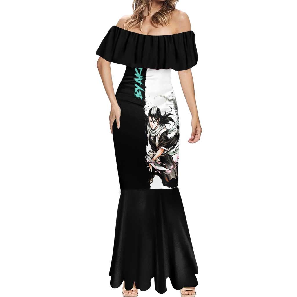 Personalized Byakuya Kuchiki Mermaid Dress Ink Splash Anime Brush Style