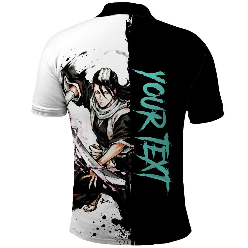 Personalized Byakuya Kuchiki Polo Shirt Ink Splash Anime Brush Style