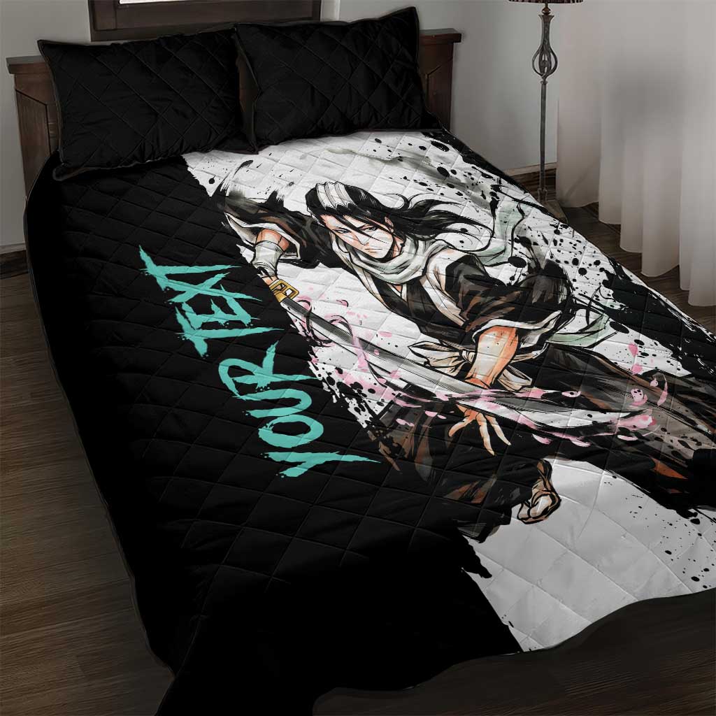 Personalized Byakuya Kuchiki Quilt Bed Set Ink Splash Anime Brush Style