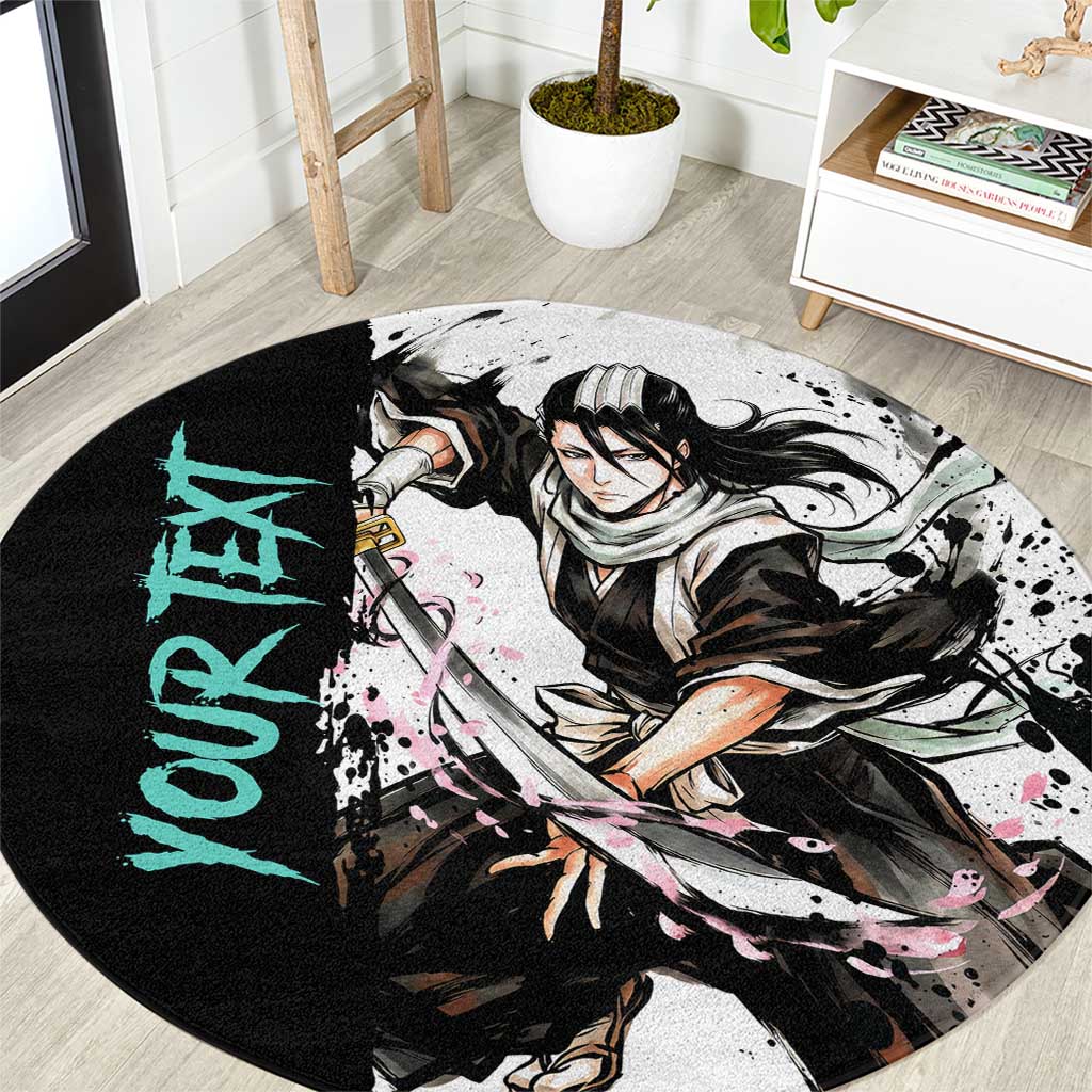 Personalized Byakuya Kuchiki Round Carpet Ink Splash Anime Brush Style