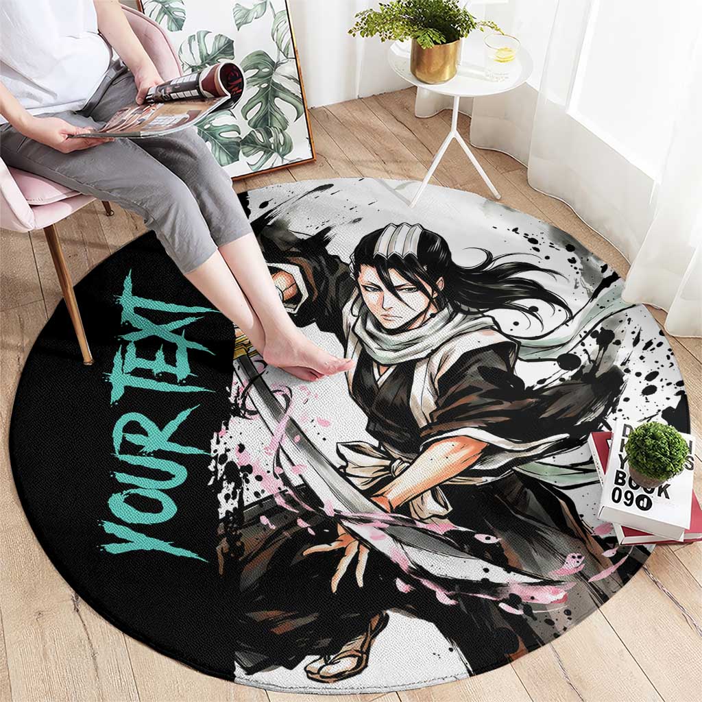 Personalized Byakuya Kuchiki Round Carpet Ink Splash Anime Brush Style