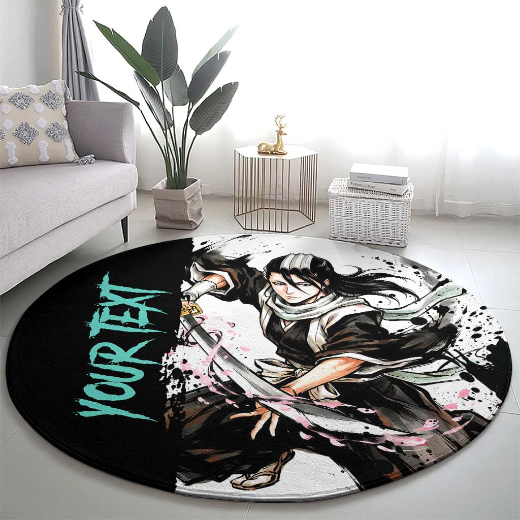 Personalized Byakuya Kuchiki Round Carpet Ink Splash Anime Brush Style