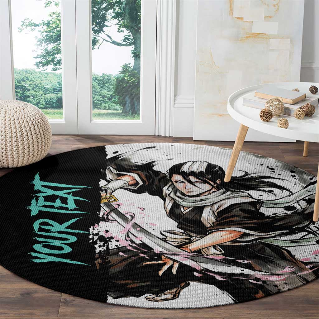 Personalized Byakuya Kuchiki Round Carpet Ink Splash Anime Brush Style