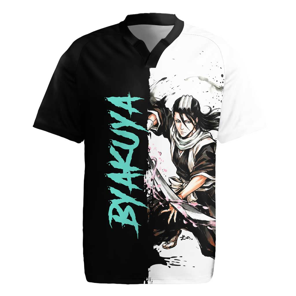 Personalized Byakuya Kuchiki Rugby Jersey Ink Splash Anime Brush Style