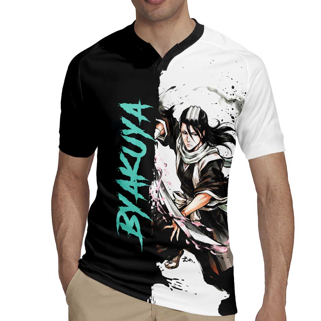 Personalized Byakuya Kuchiki Rugby Jersey Ink Splash Anime Brush Style