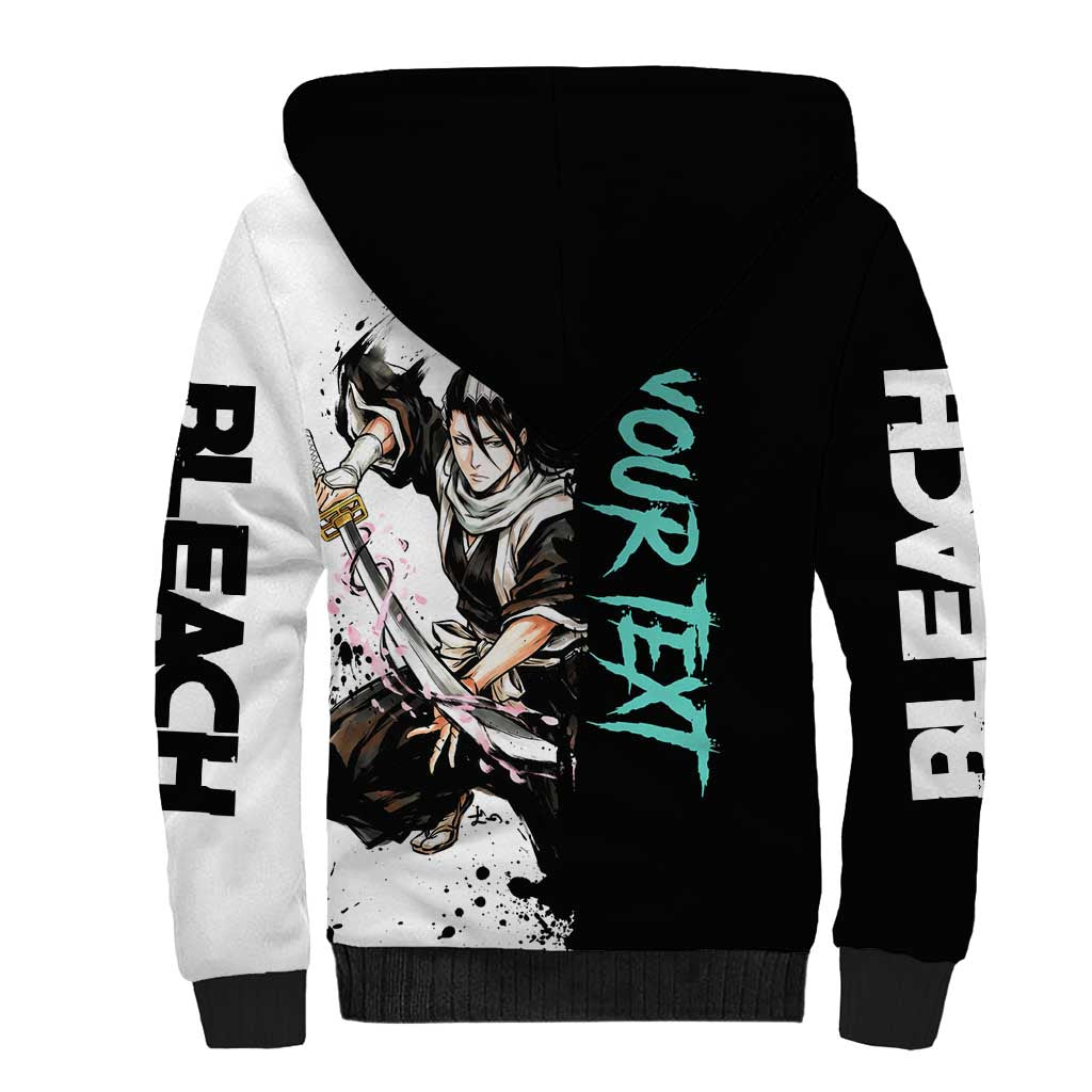 Personalized Byakuya Kuchiki Sherpa Hoodie Ink Splash Anime Brush Style