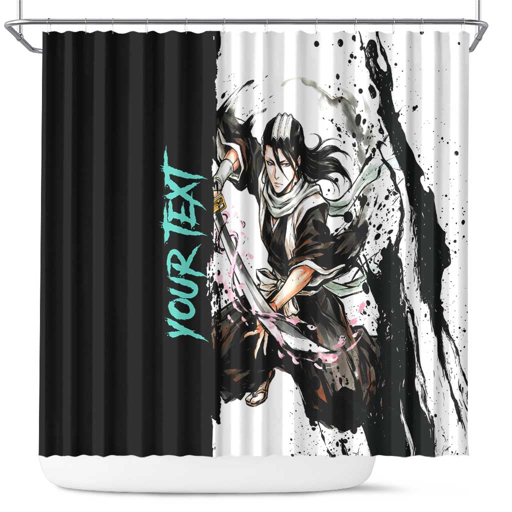 Personalized Byakuya Kuchiki Shower Curtain Ink Splash Anime Brush Style