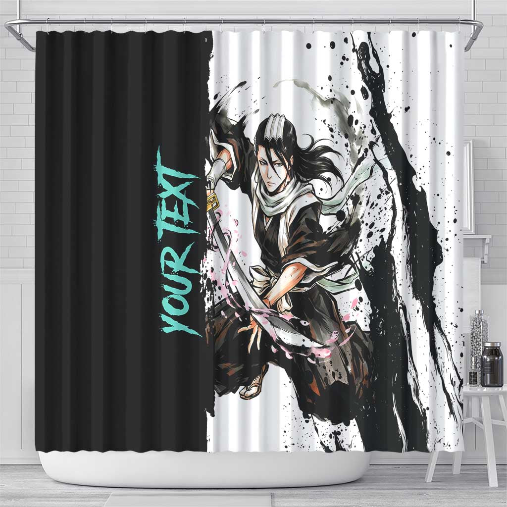 Personalized Byakuya Kuchiki Shower Curtain Ink Splash Anime Brush Style