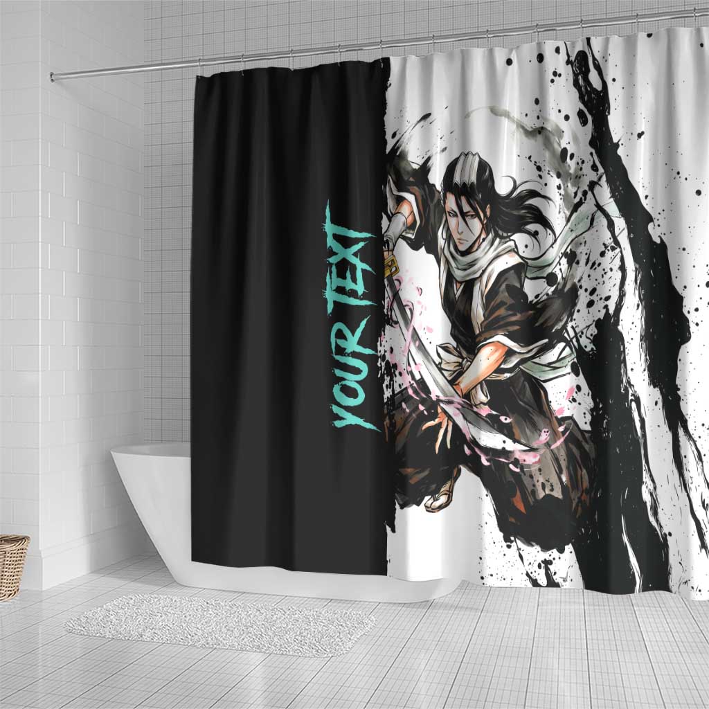 Personalized Byakuya Kuchiki Shower Curtain Ink Splash Anime Brush Style