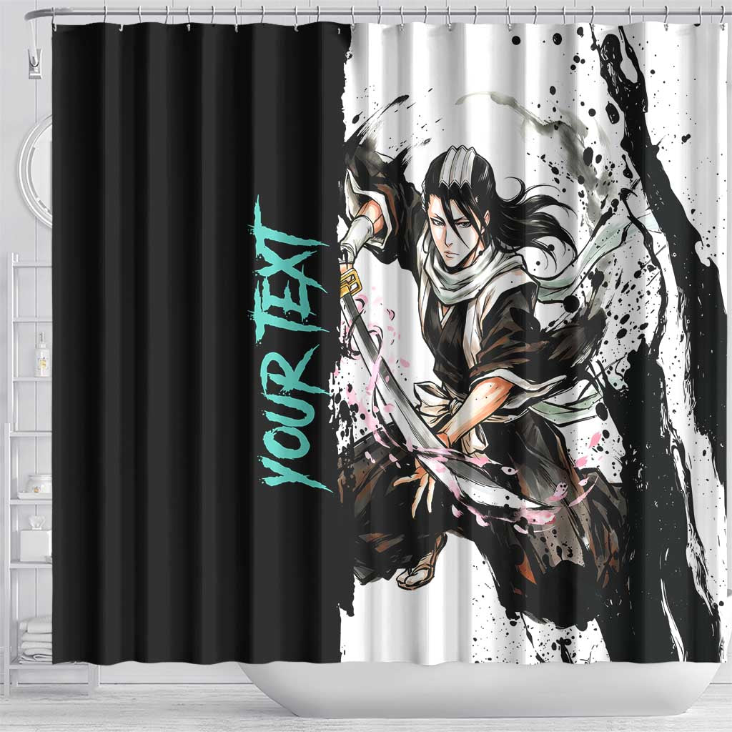 Personalized Byakuya Kuchiki Shower Curtain Ink Splash Anime Brush Style