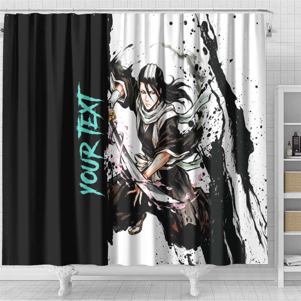 Personalized Byakuya Kuchiki Shower Curtain Ink Splash Anime Brush Style
