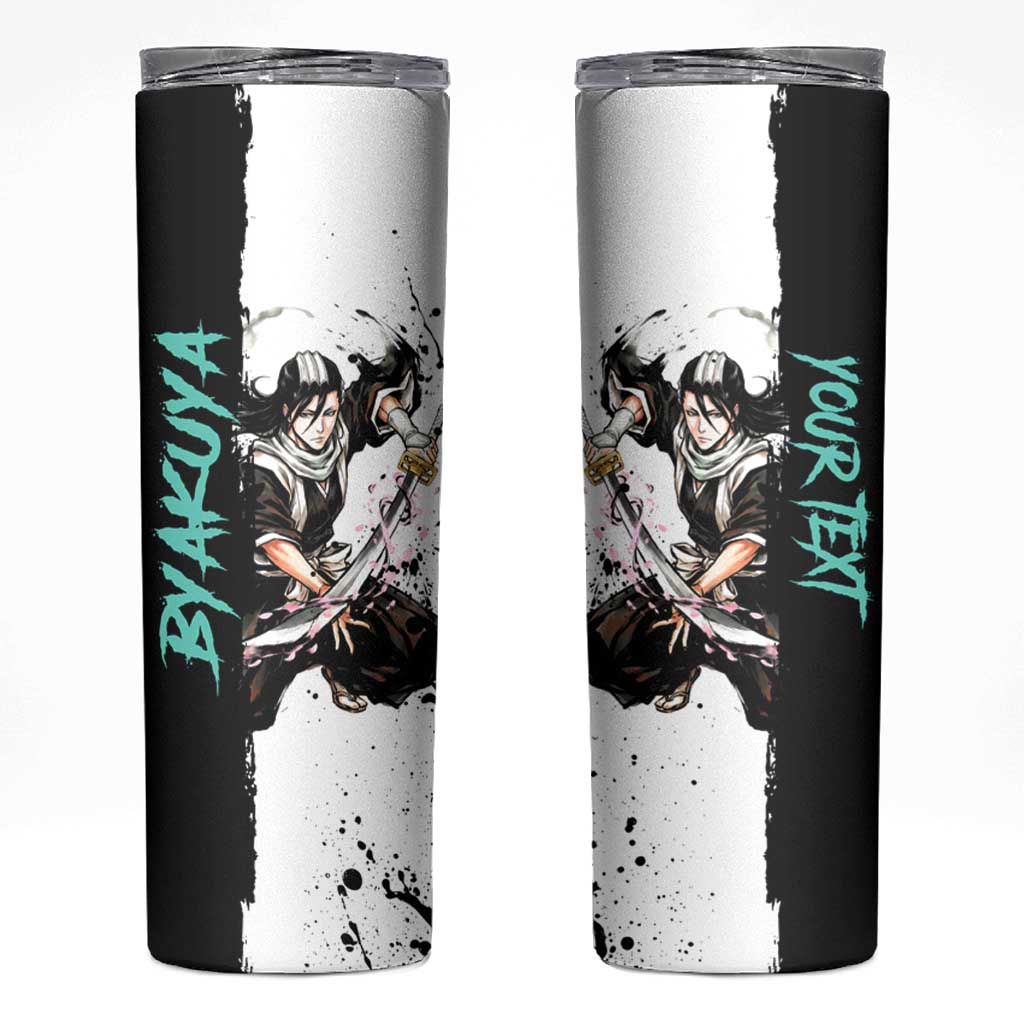 Personalized Byakuya Kuchiki Skinny Tumbler Ink Splash Anime Brush Style