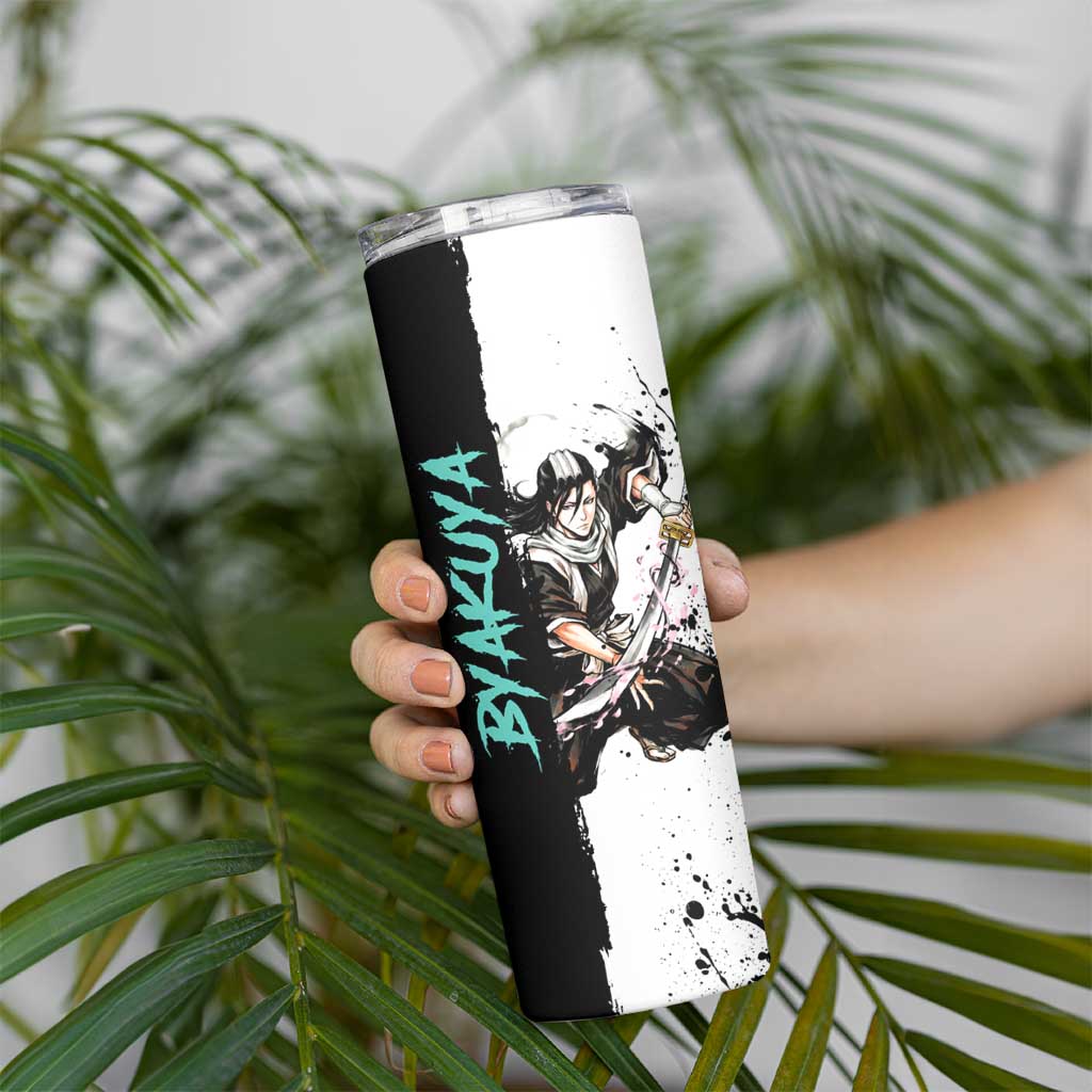 Personalized Byakuya Kuchiki Skinny Tumbler Ink Splash Anime Brush Style