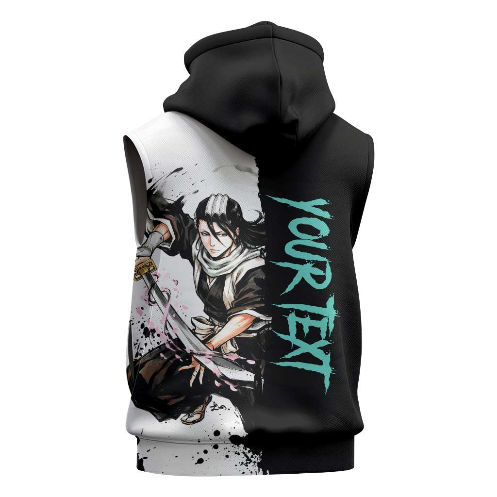 Personalized Byakuya Kuchiki Sleeveless Hoodie Ink Splash Anime Brush Style