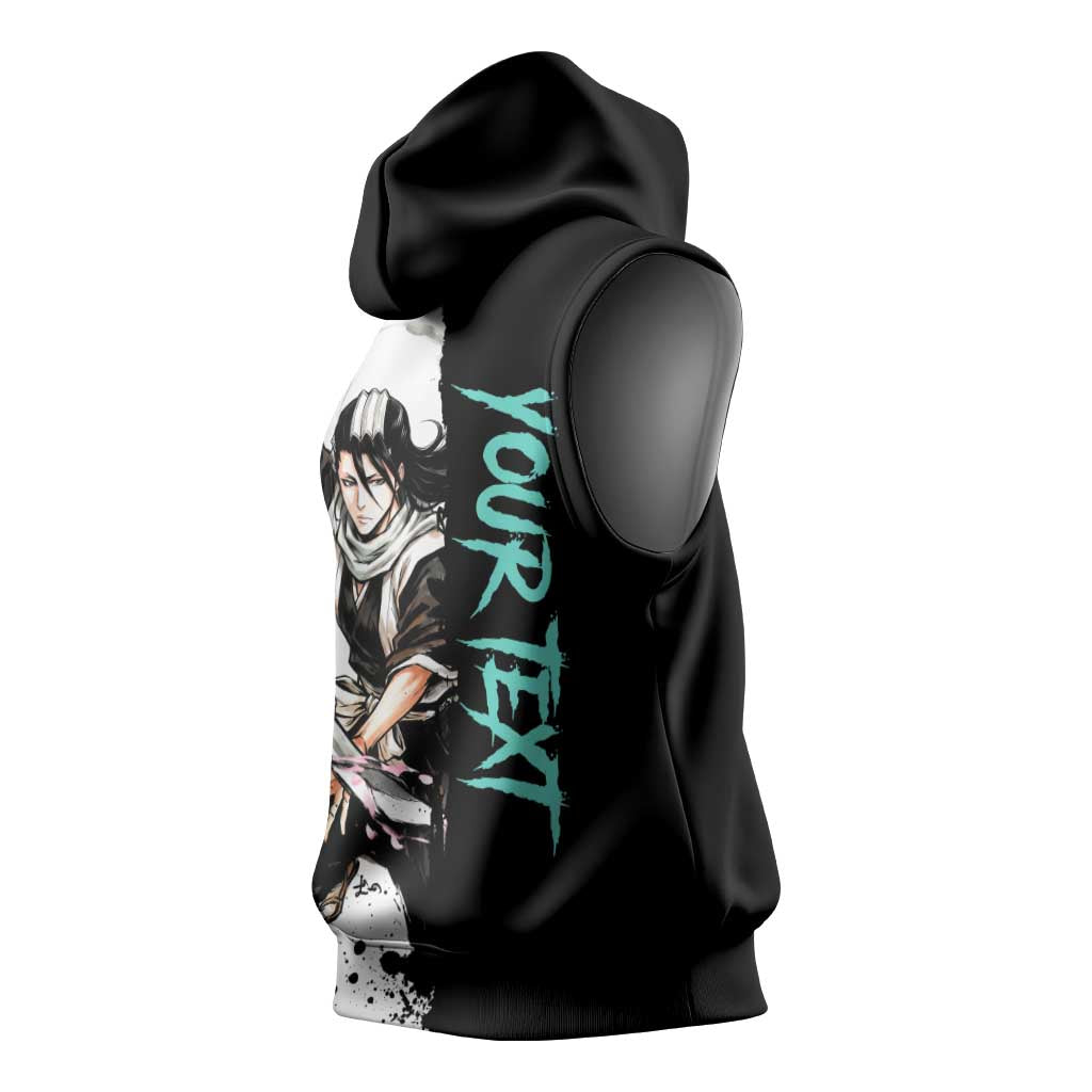 Personalized Byakuya Kuchiki Sleeveless Hoodie Ink Splash Anime Brush Style