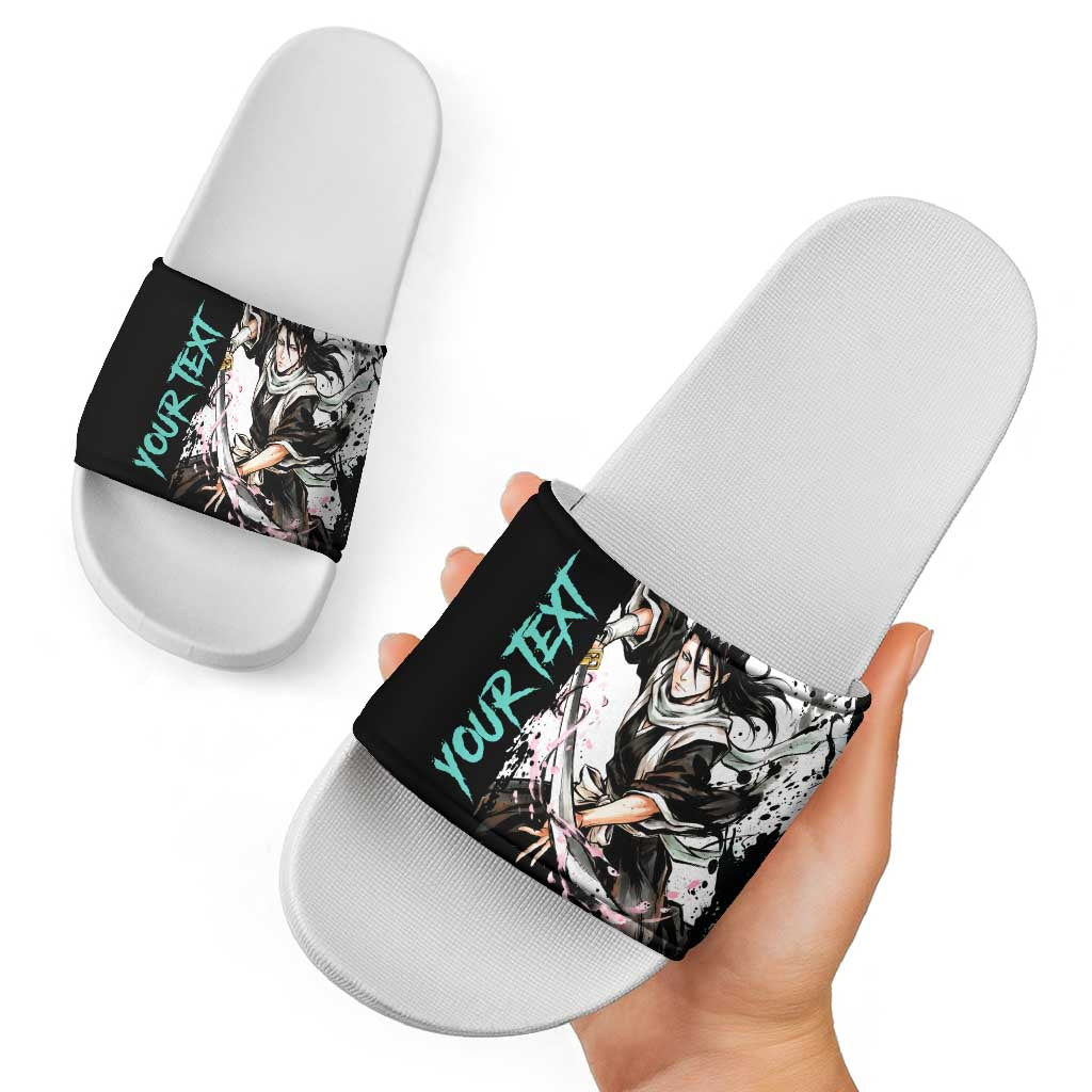 Personalized Byakuya Kuchiki Slide Sandals Ink Splash Anime Brush Style