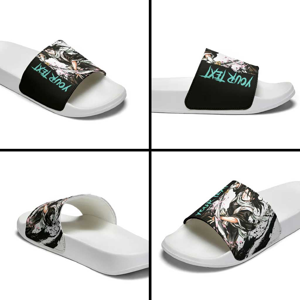 Personalized Byakuya Kuchiki Slide Sandals Ink Splash Anime Brush Style