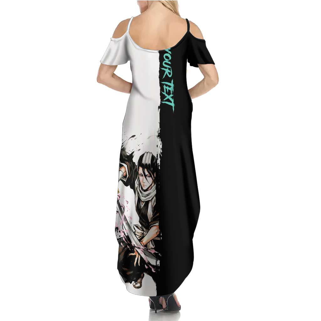 Personalized Byakuya Kuchiki Summer Maxi Dress Ink Splash Anime Brush Style