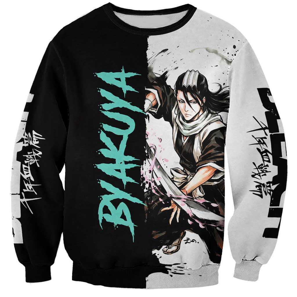 Personalized Byakuya Kuchiki Sweatshirt Ink Splash Anime Brush Style
