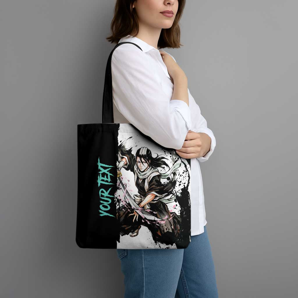 Personalized Byakuya Kuchiki Tote Bag Ink Splash Anime Brush Style