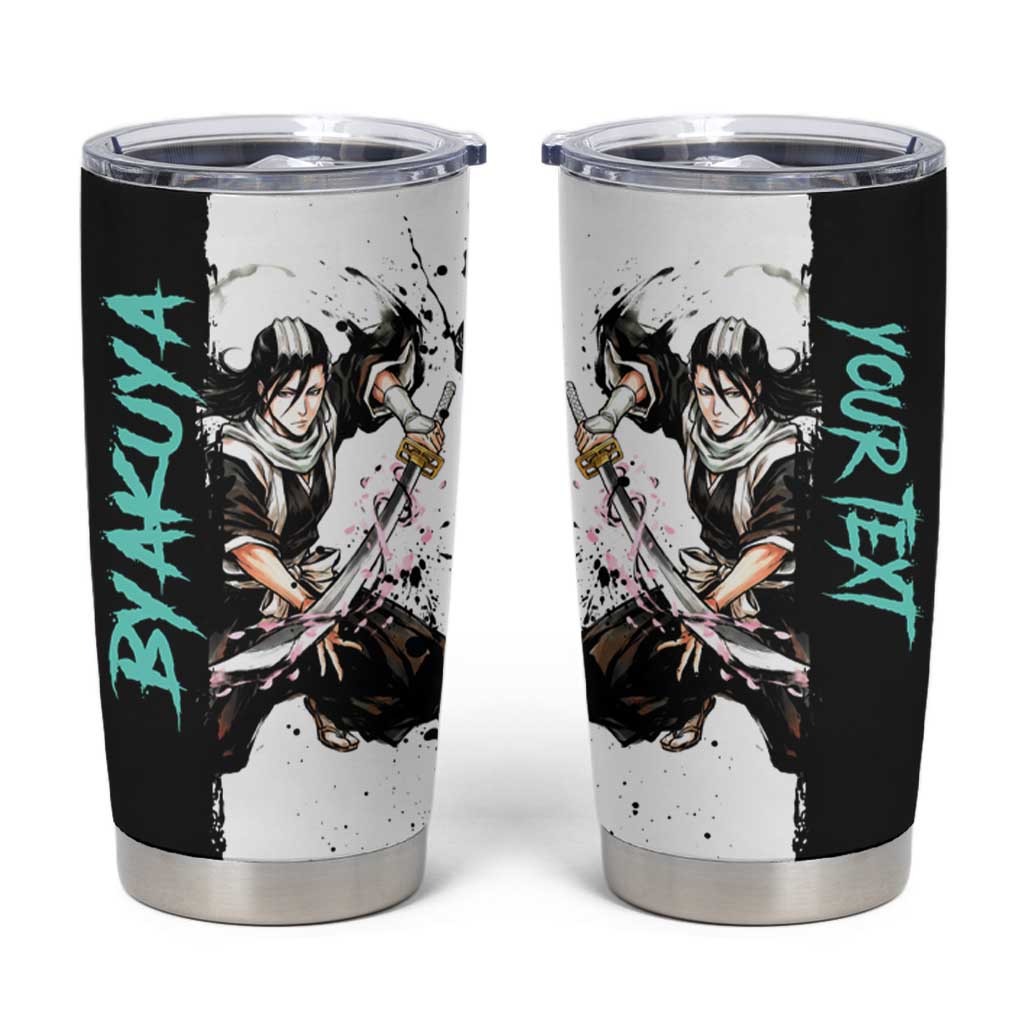Personalized Byakuya Kuchiki Tumbler Cup Ink Splash Anime Brush Style