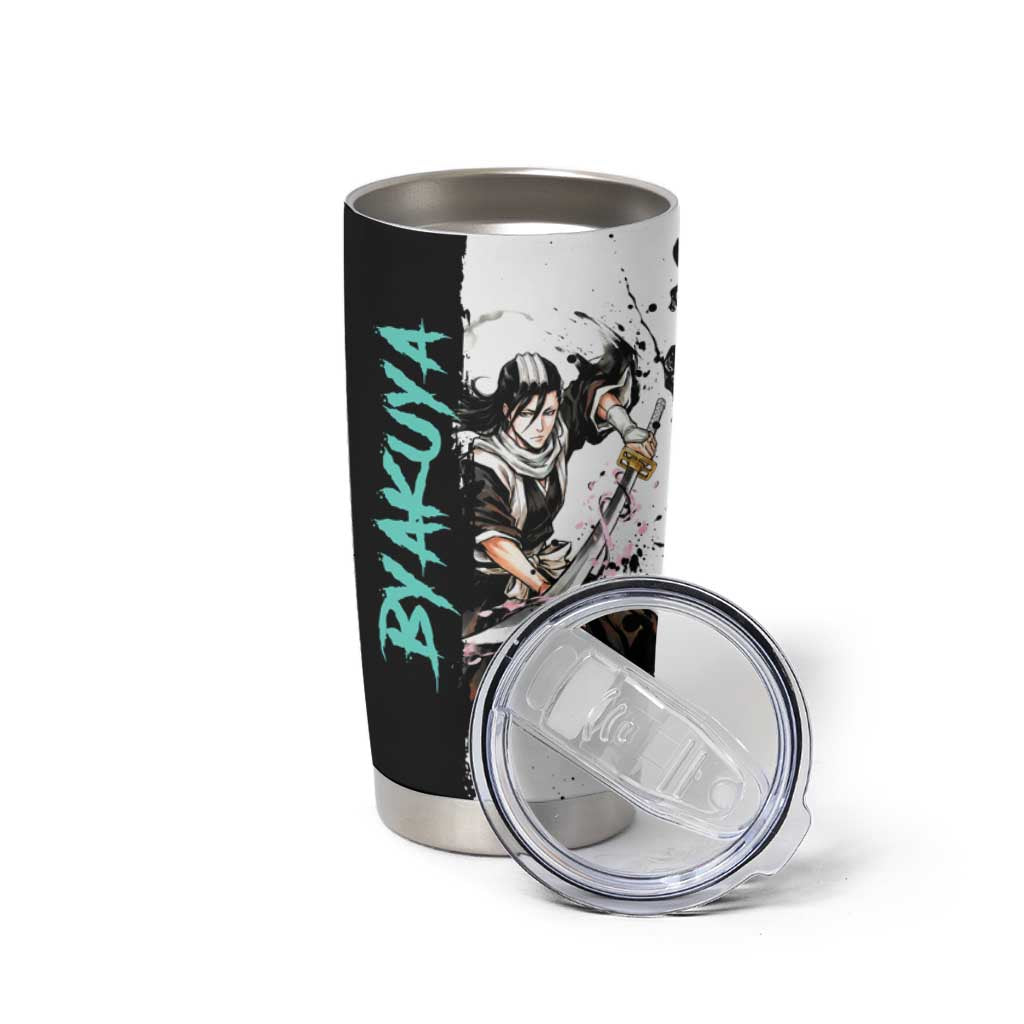 Personalized Byakuya Kuchiki Tumbler Cup Ink Splash Anime Brush Style