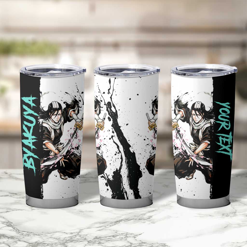 Personalized Byakuya Kuchiki Tumbler Cup Ink Splash Anime Brush Style