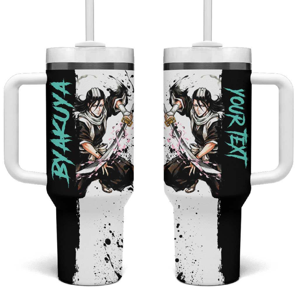 Personalized Byakuya Kuchiki Tumbler With Handle Ink Splash Anime Brush Style